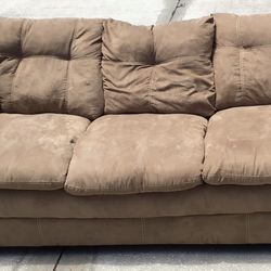Sofa Couch Brown Microsuede