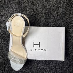Halston Silver Strappy Heeled Sandal