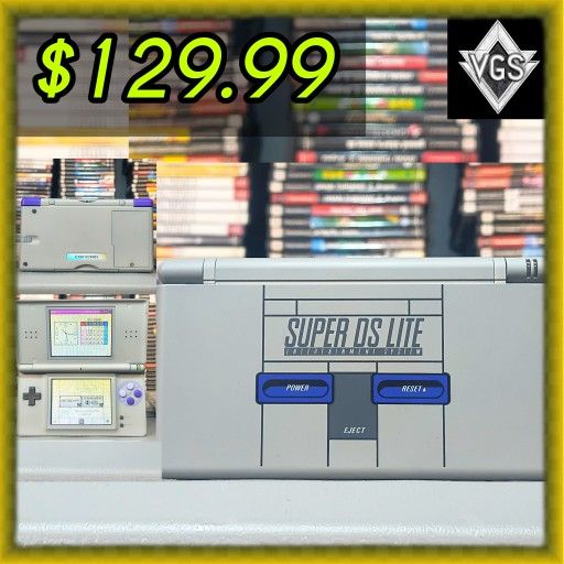 *CUSTOM* Nintendo DS Lite – Super Nintendo SNES Gray Edition w/ Charger & Stylus