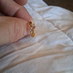 Gold Ring With 2 Pink Stones