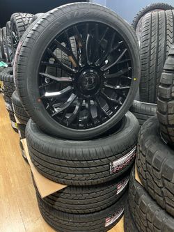 22 inch rims and tires Dolce 5x5 5x127 fits Jeep Cherokee Dodge Durango