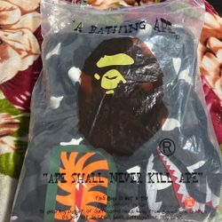 Black And White Camo Double Hoodie Bape