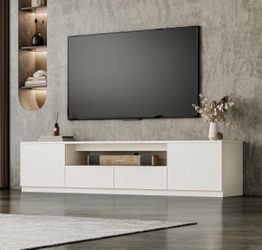 78.7" Modern TV Stand for 55/65/75/ inch TVs, Media Console Table with Large Drawers Storage ,White