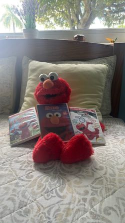 Elmo Plush Toy with 3 DVDs Bundle
