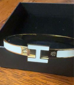 White Enamel Gold-Tone Bangle Bracelet