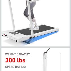 Foldable Walking Pad Treadmill with Incline and Handle Bar