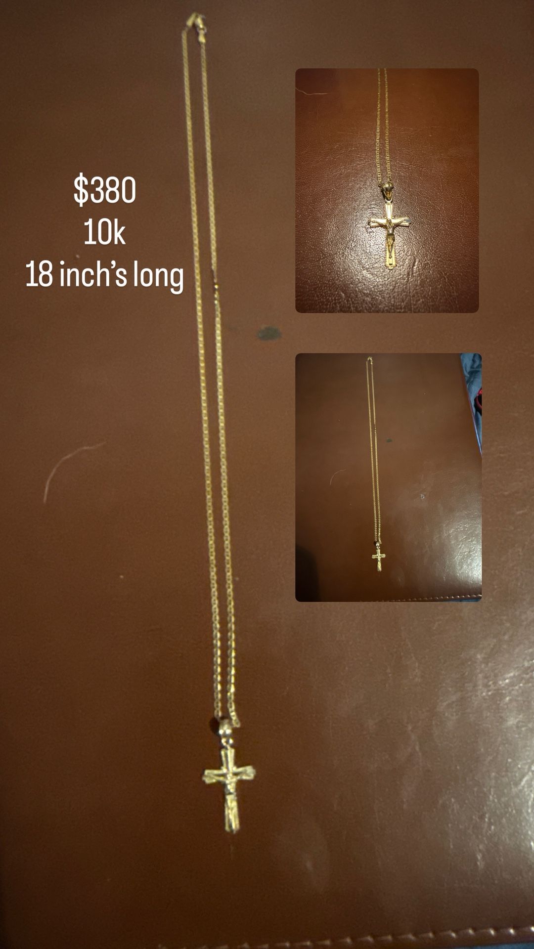 Full Gold Necklace And Cross 