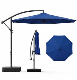 10 ft. Patio Umbrella with Base 360° Rotation & Adjustable Angle Offset Cantilever Umbrella UV Prote
