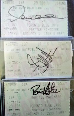 1999 autographed ticket stubs Mariners
