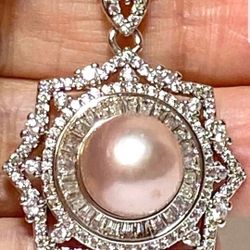 Gorgeous 10 - 10.5mm Natural Purple Rose Pink Edison Round Pearl Vintage Pendant