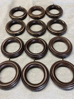 12 Wood drapery rings.... 3 3/4 inch diameter