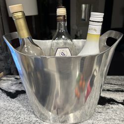 Pottery Barn Large Silver Color Wine Bottle Or Ice Bucket 