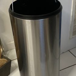 Stainless steel, 2 feet height about 1 foot diameter kitchen trash can 