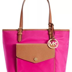 Michael Kors Jet Set Medium Multifunction Pocket Tote Fuschia Pink 