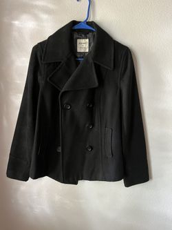 Navy Style Black Wool Pea Coat Old Navy 