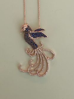 Elegant Rose Gold Plated Necklace with Bird Zirkon Pendant