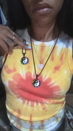 Rainbow Yin Yang Statement Necklace – Colorful Spiritual Pendant on Black Chain