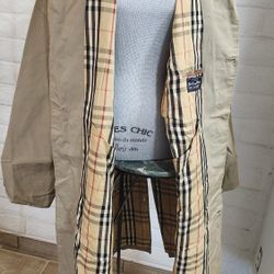 Vtg Mens Burberry Long Trench Coat 