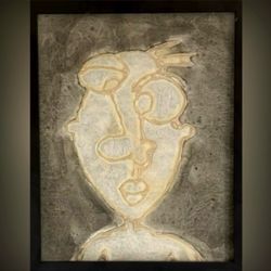 Original Modern Fine Art DAN SAYLES Painting Signed Framed ABSTRACT PORTRAITURE San Diego CA Artist Mixed Medium Abstract Contemporary HILLCREST