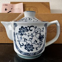 Chinese Blue White Porcelain Tea Set 6 Cups Teapot Gift Box OptiUPS