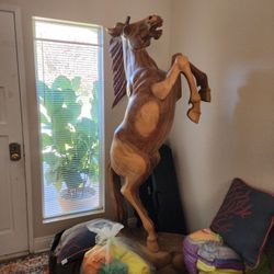 Hand  Carved Wood Horse