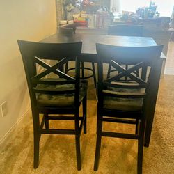 Black Wooden Dining Table and Chairs Set