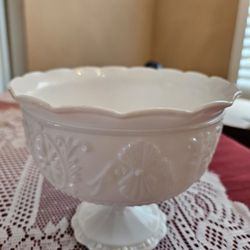 LARGE LIKE NEW VINTAGE INDIANA MILK GLASS COMPOTE