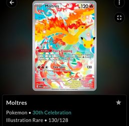 Moltres 130/128 Pokémon 30th Celebration Illustration Rare