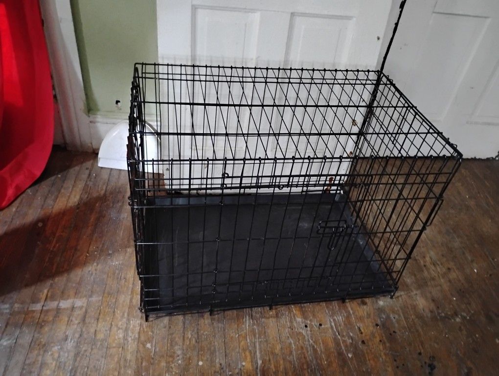 Medium Precision Pet Dog Crate – Foldable Metal Wire Cage with Tray