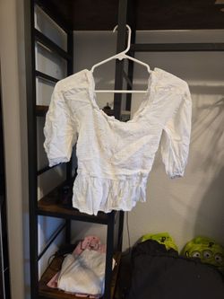 White Smocked Peplum Crop Top