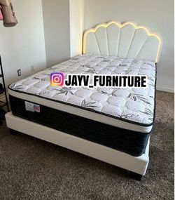 New Queen bed frame with mattress
