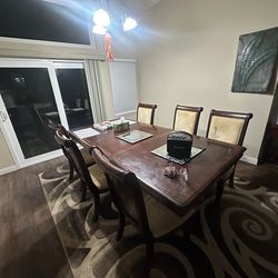 Solid Wood Dining Table, Wine Cabinet, Bar Table and Chairs