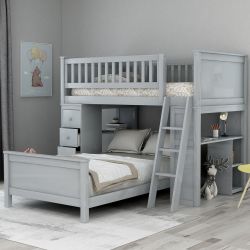 Kids grey twin loft bed