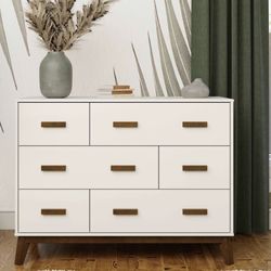 Babyletto Scoot 6-Drawer Dresser: White-Natural Walnut
