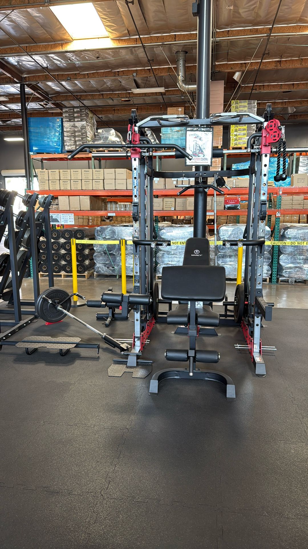Home Gym Smith Machine Squat Rack Power Cage with Olympic Bench