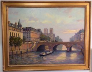 Leonard Mizerek Original “Paris At Sunset” Painting