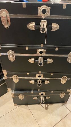 Set of 5 Matching Vintage Style Storage Trunks