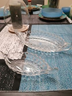A Set Of Two (2) Fostoria Glass Relish Dishes