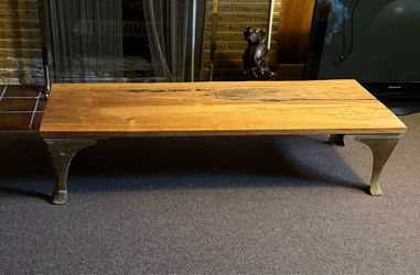Live Edge Wood Coffee Table with Metal Legs - Salvaged Materials