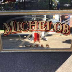 Michelob beer, glass bar mirror 44”x24” Ready to hang