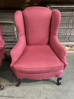 Two Classic Queen Anne Style Wingback Chairs