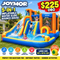 JOYMOR 5-in-1 Inflatable Water Slide Bounce House w/ Blower – New
