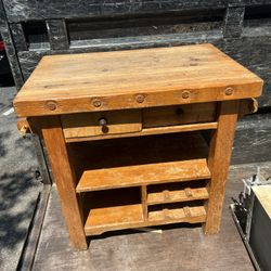 Antique solid French oak kitchen island  Very Heavy And Solid 
