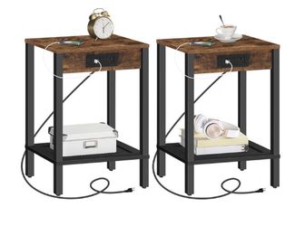 Side Table with Charging Station