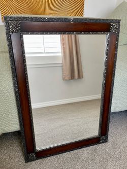 Large Ornate Wood Framed Wall Mirror