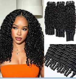 Burmese curly human hair Bundles 16 14 12 Inch