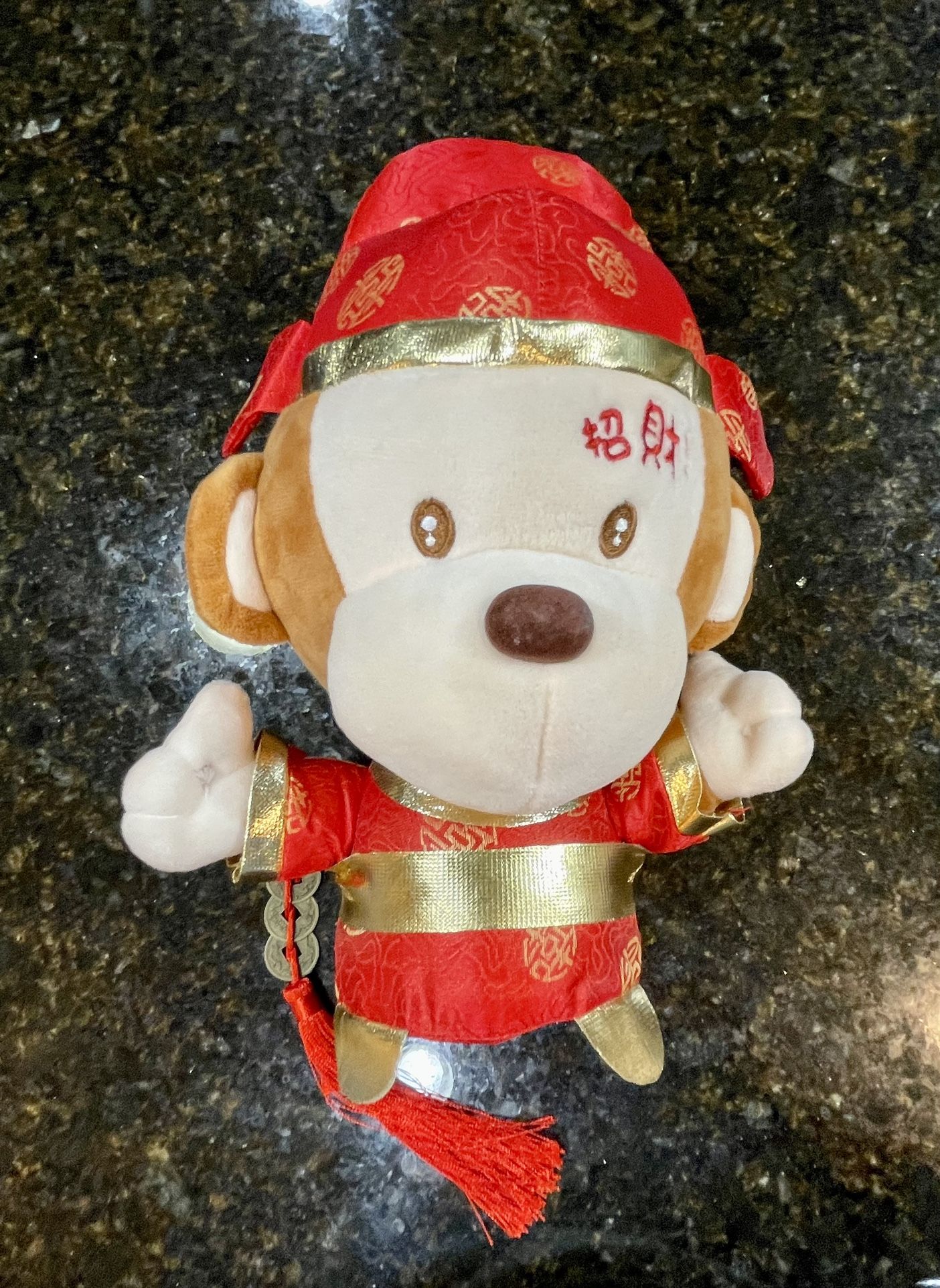 Cute Chinese Red Good Luck Monkey Plush Stuffed Animal Toy 12" with Tassel
