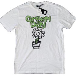 Green Day Flower T Shirt Men’s Large New White