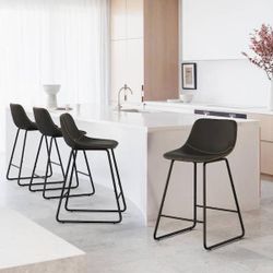 Black Leather Barstool set Of 4