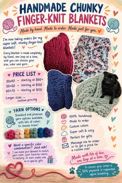 Handmade Chunky Finger-Knit Blankets